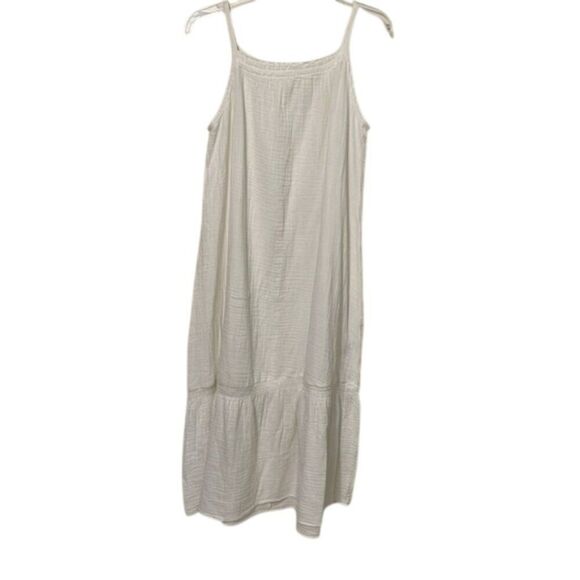 H&M White Cotton Sleeveless Midi Sundress Womens Size Small Beach Vacation - Picture 1 of 8